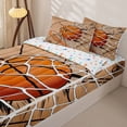 thumbnail image 3 of Castle Fairy Basketball Court Print Zipper Twin Comforter Sets with Fitted Sheet and 2 Pillowcases, Sport Theme Zipper Bedding Set, Orange White Brown,4-Piece, 3 of 6