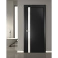 thumbnail image 4 of Solid Interior French Pre-Hung Door | Planum 0040 Matte Black with White Glass | Single Regular Panel Frame Trims Handle | Bathroom Bedroom Sturdy Doors -42" x 80", 4 of 6