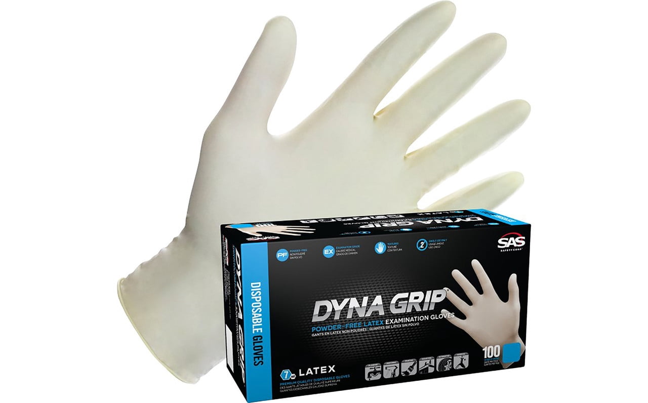 Dyna Grip 650-1003 Powder-Free Exam Grade Latex Disposable Gloves - 7 Mil, Size L, 100/Box, 10 Boxes/Case