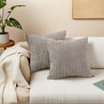 thumbnail image 2 of REGALWOVEN Corduroy Throw Pillow Covers Set of 2 Solid Decorative Cushion Cases for Sofa Couch Bedroom Home Decor Grey 16" x 16", 2 of 7