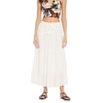 thumbnail image 5 of Women Solid Skirts Long Ruffle Layered Ladies Skirts for Summer, White, 5 of 7