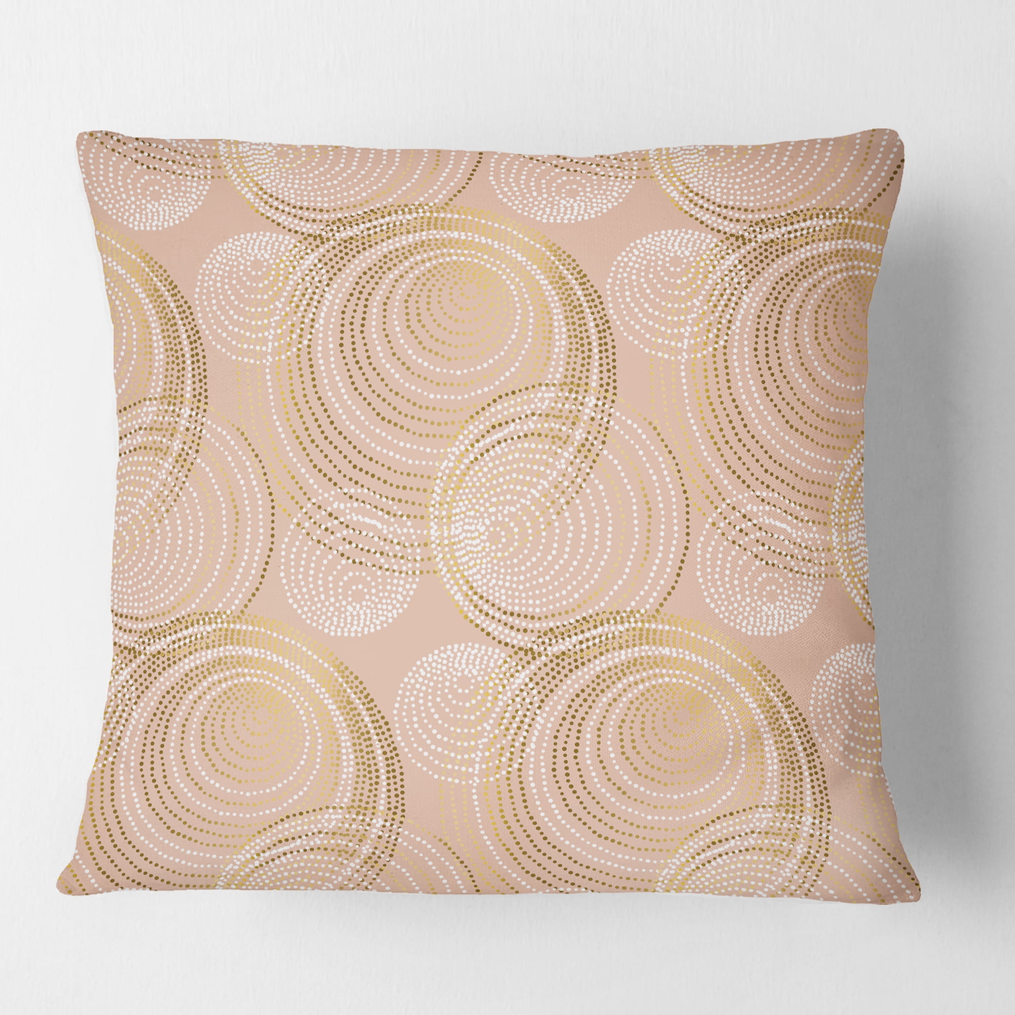 Designart Rose Gold Abstract Geometry Luxury' Mid-Century Modern Throw Pillow - 18x18