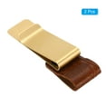 thumbnail image 3 of Uxcell Metal Pen Loop Notebook Clip Carved Leather Holder Sleeve Journals, Coffee 2 Pack, 3 of 5