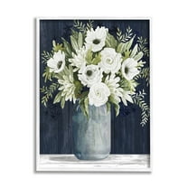 Stupell Industries White Country Blooms Botanical & Floral Painting White Framed Art Print Wall Art, 16 x 20