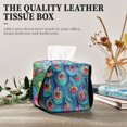 thumbnail image 4 of Colorful Peacock Tissue Box Cover Leather Square Rectangle Tissue Box Holder for Bathroom Living Room Desk Office Decor, 4 of 7