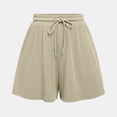 thumbnail image 4 of Matching Sets Women Clothing Summer Shorts Suit Ribbed Crew Neck Vacation Outfits,Beige,M, 4 of 9
