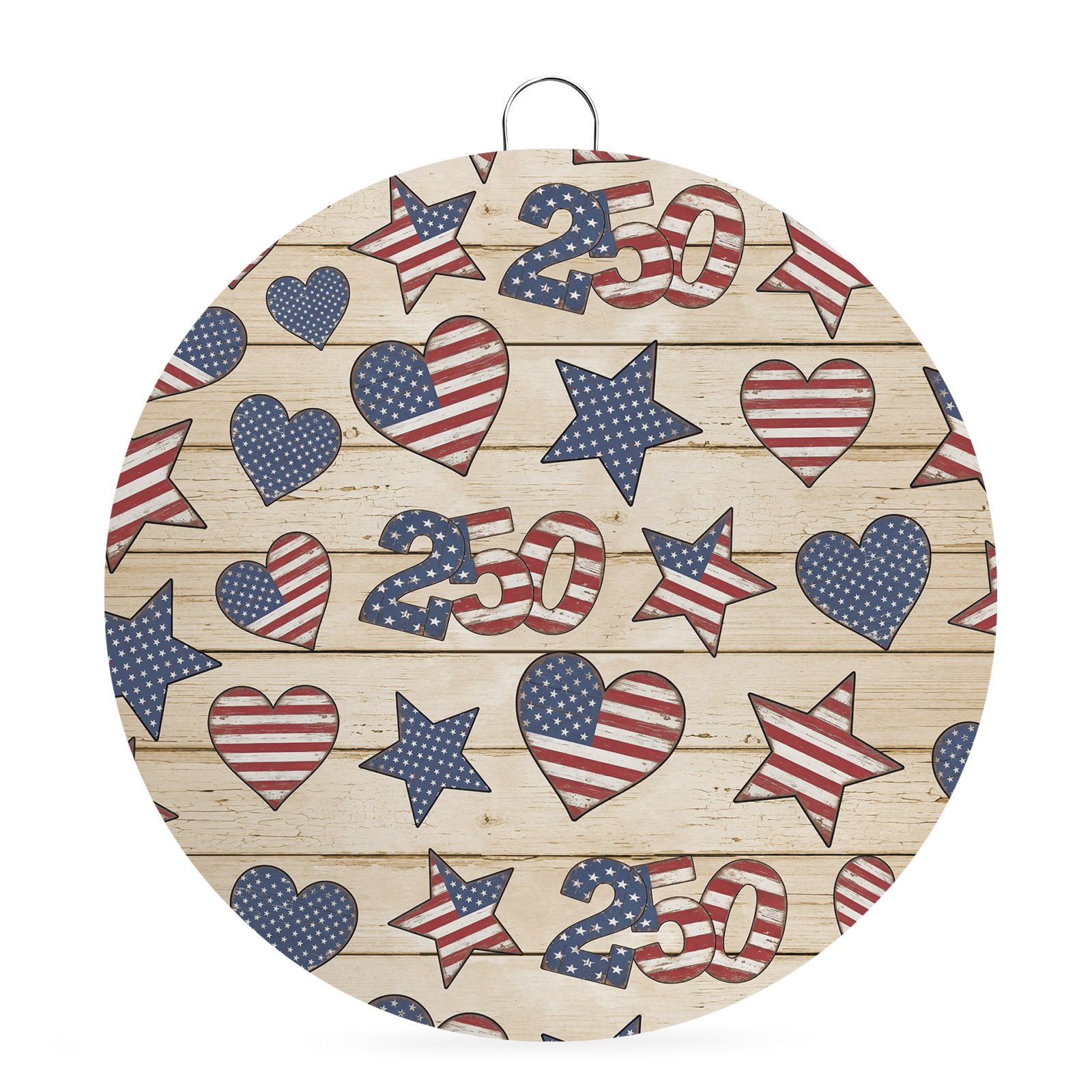 Welcome Sign Front Door Decorations 250 Anniversary Round Wall Art Outdoor Metal Wreaths American Flag Memorial Day Vintage Brown Seasonal Hanging Sign for Home Porch Decor Warming Gift 8 In