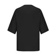 thumbnail image 6 of ChaoHeng Women's Spring Summer Round Neck Solid Button 3/4 Sleeve T-Shirt Top Ladies Tops and Blouses, 6 of 6