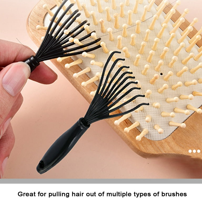 2 Pieces Hair Brush Cleaning Tool Comb Cleaner Brush Mini Hair Brush  Remover for Removing Hair Dust Home and Salon Use (Plastic Handle Rake,  Pink and