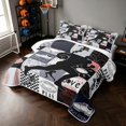 thumbnail image 3 of Manfei Boys Football Twin Quilt Set, Sport Checkered Twin Coverlet Set, Black Gray, Black Reversible 2pcs, 1 Bedspread and 1 Pillowcase, 3 of 7