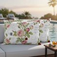 2 Pack Outdoor Waterproof Throw Pillow Covers,Classic Pink Roses Green ...
