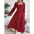 thumbnail image 6 of Women's Polka Dot Flounce Sleeve Midi Dress with 100% Polyester Fabric for Everyday Wear and Party Ready Style, 6 of 11