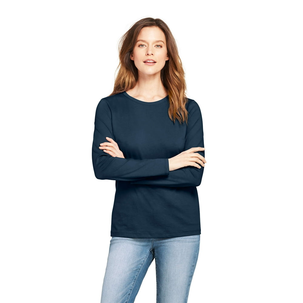 Lands End Womens Long Sleeve Supima Crewneck T Shirt 5732