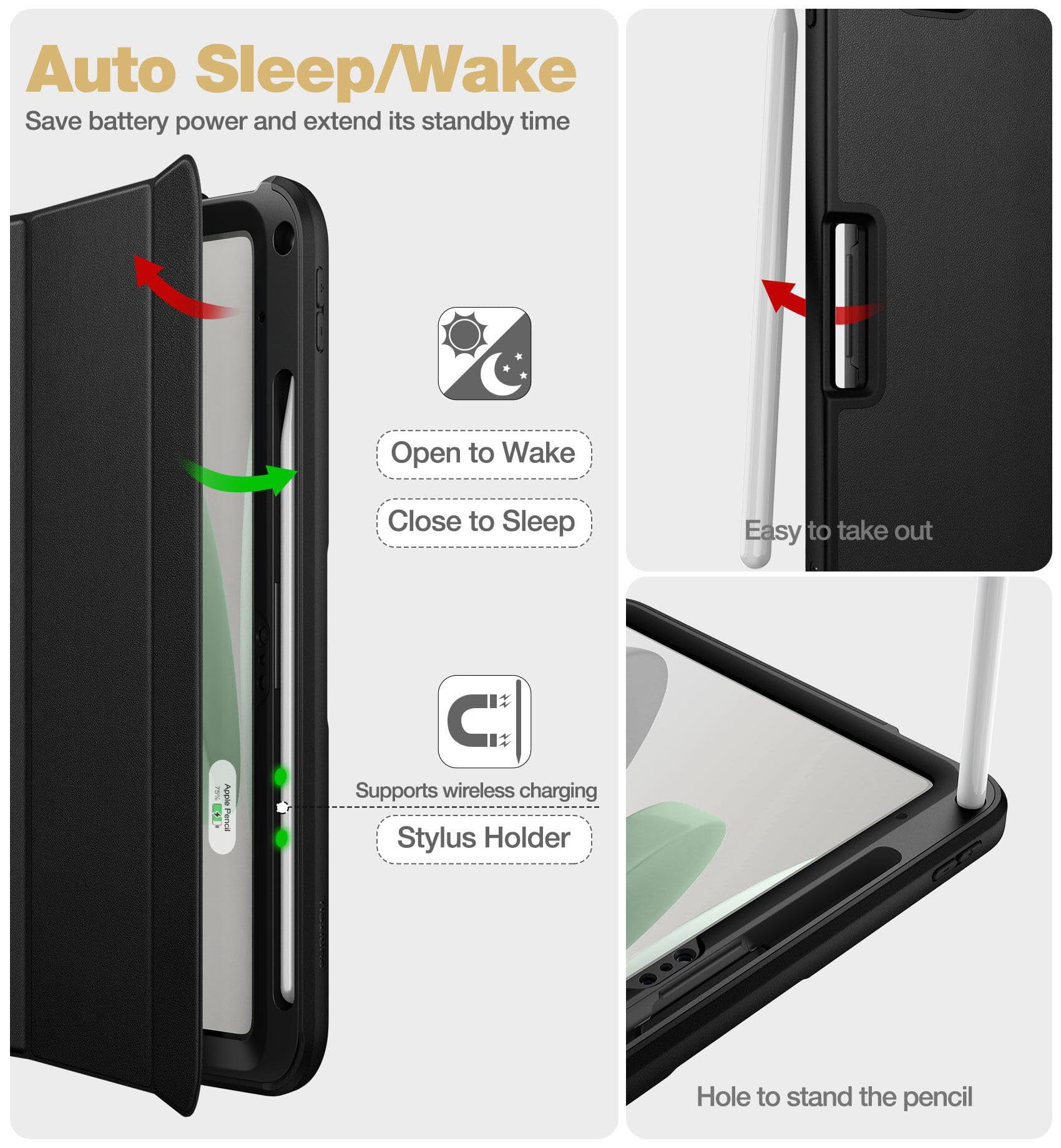 SURITCH for iPad 10th Generation Case 10.9 inches 2022, Built-in Screen Protector Apple Pencil Holder Magnet Tri-fold Stand Cover Auto Wake/Sleep Full Body Shockproof Protection, Navy