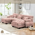 thumbnail image 5 of FFH Cloud Sofa Sectional, 133.8" Oversized 3 Seater Sofa for Living Room, Modern U Shaped Sofa with Deep Seat (Chenille Pink, 3 Seater with 2 Ottomans), 5 of 11