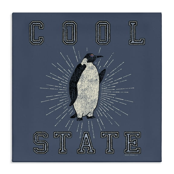 Stupell Industries Cool Penguin State Varsity Animals Painting Wrapped Canvas Art Print Wall Art, 17 x 17