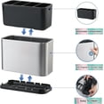 thumbnail image 3 of Organizador de Cubiertos, Estante para Cubiertos de Acero Inoxidable, Caja de Almacenamiento de Cubiertos, Escurridor de Cubiertos, 4 Compartimentos, 3 of 4