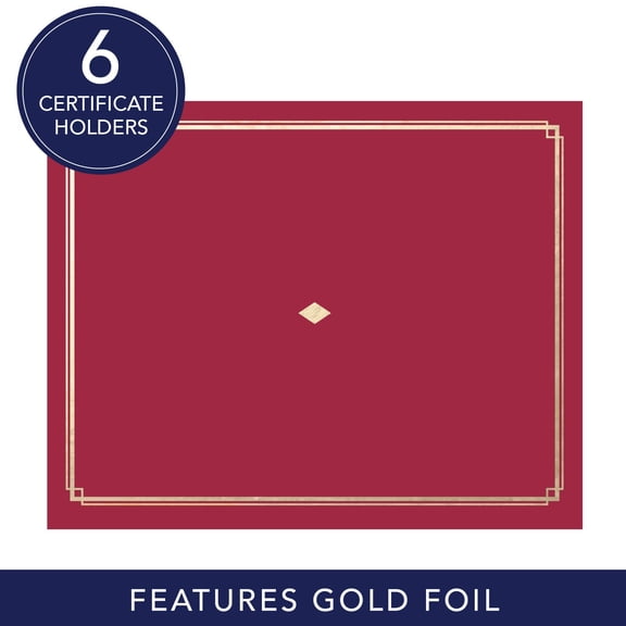 Set of 6 Red Certificate and Diploma Holders for 9.5 x 11.875 Inch Documents