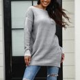 thumbnail image 3 of Women's Winter Loose Versatile One-shoulder Solid Color Mid-length Knitted Sweater for Fall and Winter, Cozy and Chic, Ideal for Seasonal Outfits,Gray,Size M, 3 of 6