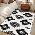 thumbnail image 5 of 3x5 Washable Area Rug, Bohemian Black Non-Slip Rectangle Rug for Living Room Bedroom, Gray Aztec Ethnic Style Geometric Country Indoor Low Pile Floor Mat for Home Decor, 5 of 9