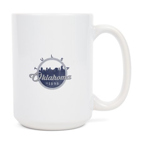 

15 fl oz Ceramic Mug Tulsa Oklahoma Skyline Seal (Blue) Dishwasher & Microwave Safe