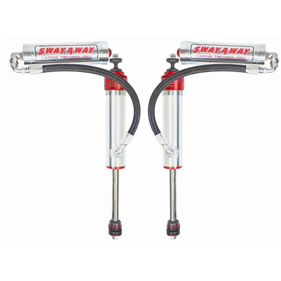 Fits 1997-2016 Nissan Patrol Advanced FLOW Engineering Shock Absorber 201-5600-05 Sway-A-way; Hydraulic; With Reservoir; Adjustable; Without Shock Boots; Silver and Red; Set of 2