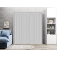 thumbnail image 3 of Sliding Closet Double Bi-fold Doors 96 x 80 inches | Quadro 4111 Matte Grey | Sturdy Tracks Moldings Trims Hardware Set | Wood Solid Bedroom Wardrobe Doors, 3 of 6