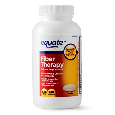 Equate Fiber Therapy Calcium Polycarbophil Caplets, 625 mg, 140