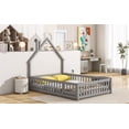 thumbnail image 4 of DreamBuck Full Size Floor Bed with House-shaped Headboard and Fence, Wood Floor Bed Frame with Guardrails and Door, Cute Full House Beds for Girls, Boys, No Box Spring Needed, 4 of 9