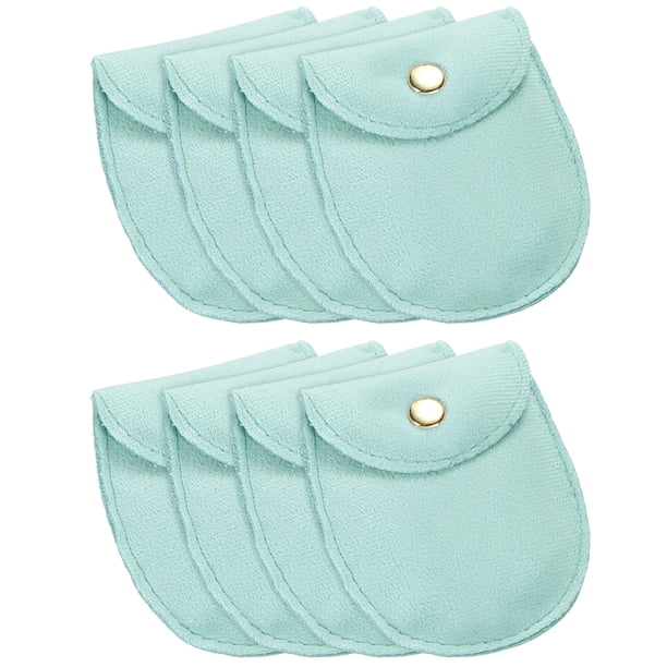 8 Pcs 9 x 13 cm Bolsas de Regalo de Joyería de Terciopelo con Botón a Presión para Anillos, Collares, Pulseras (Verde)