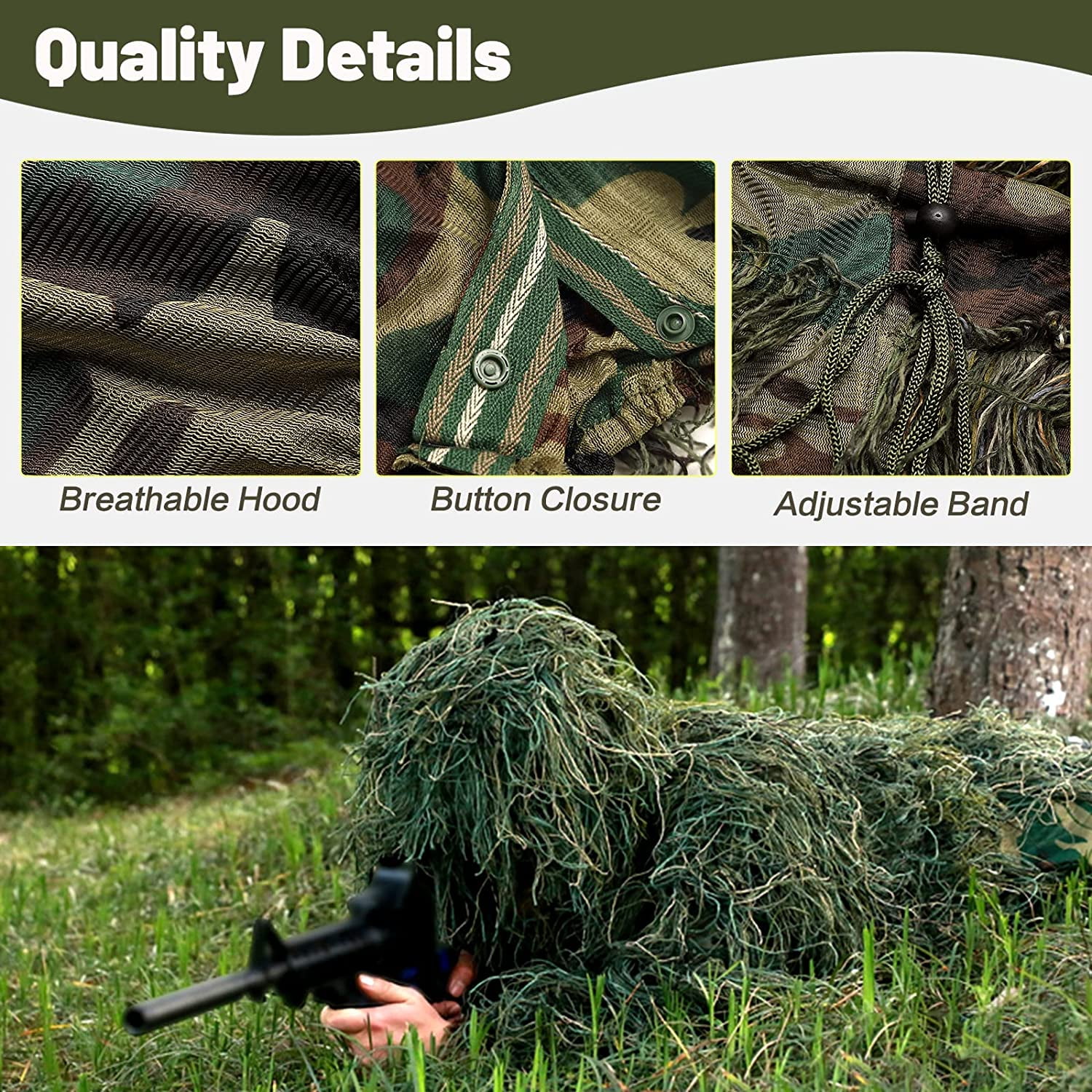MOPHOTO Ghillie Suit 3D Leafy Camo Hunting Suits, Togo