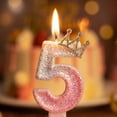 thumbnail image 5 of `Number 3 Birthday Cake Candle Crown Topper Iridescent Pink Princess Theme Party Decorations for Student Girl 3Rd Birthday`, 5 of 5