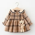 thumbnail image 3 of WIBACKER Toddler Baby Girl Fall Winter Mini Dress Long Sleeve Plaid Holiday Party Dress with Bear Toy, 3 of 6