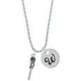 thumbnail image 1 of Delight Jewelry Silvertone 3-D Lacrosse Stick and Ball Silvertone Script Initial Disc - W - Charm Necklace, 20"+3", 1 of 4