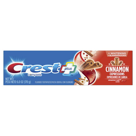 Crest Plus Complete Whitening Fluoride Toothpaste, Cinnamon Rush, 6