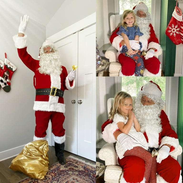 Men s Deluxe Santa Suit 11PC. Christmas Adult Santa Claus Costume M