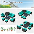 thumbnail image 2 of Patiojoy 8PCS Patio Conversation Set Sectional Sofa Set, All-Weather PE Rattan, Tempered Glass Table & Washable Cushion Covers Turquoise, 2 of 7