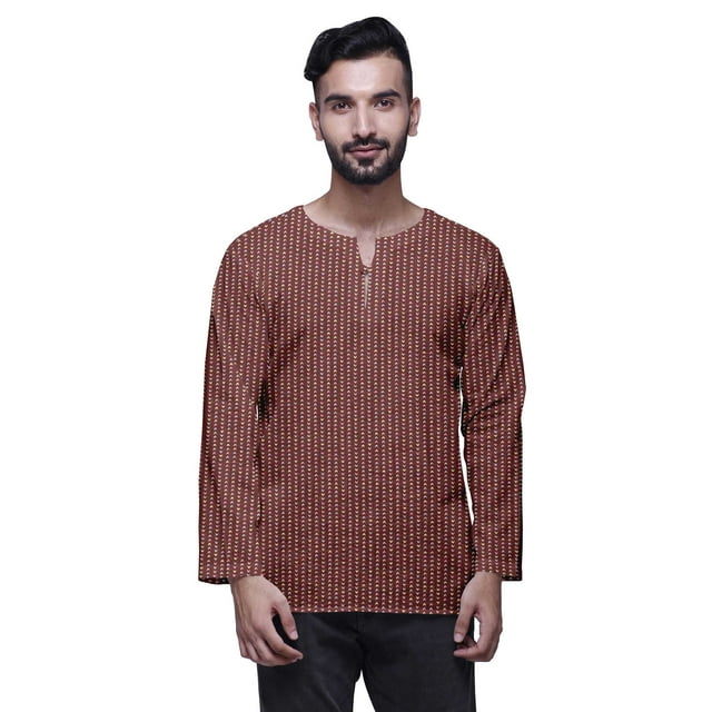 Atasi Traditional Short Kurta For Men Keyhole Neck Casual Cotton SlubShirt