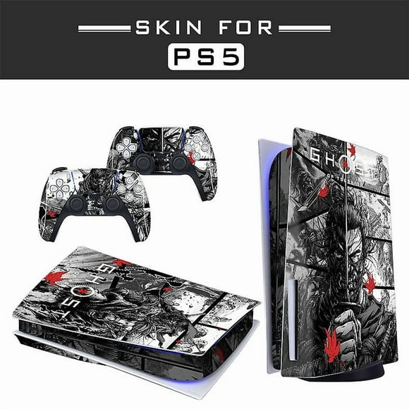 Adhesive Skin - Compatible For Ps5 Cover To Customize The Console - Removable Vinyl Film - Matte Satin Hd Quality (disk,ghost Of Tsushima01