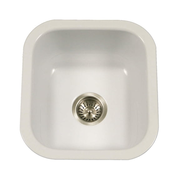 Houzer Porcela 17 in White Porcelain Enamel Steel Undermount Single Bowl Bar Sink - PCB-1750 WH