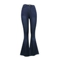 thumbnail image 4 of Levmjia Jeans for Women Plus Size Pants Clearance Women Trendy Leisure Pocket Button Trousers Slightly Flared Pants Denim, 4 of 5