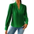 thumbnail image 3 of Work Blouses for Women Long Sleeve Blouses Business Spring Top Womens V Neck Office Shirts Green S, 3 of 9