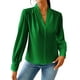 thumbnail image 3 of Blusas de Trabajo para Mujer, Blusas de Larga, Blusas de Oficina con Cuello en V, Blusas de para Mujer Verde L, 3 of 10