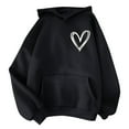 thumbnail image 2 of Busydd Hoodies for Women Casual Loose Fleece Long Sleeve Tops for Women Fashion Love Heart Print Pullover Tops Comfortable Womens Hoodie with Pocket, 2 of 4