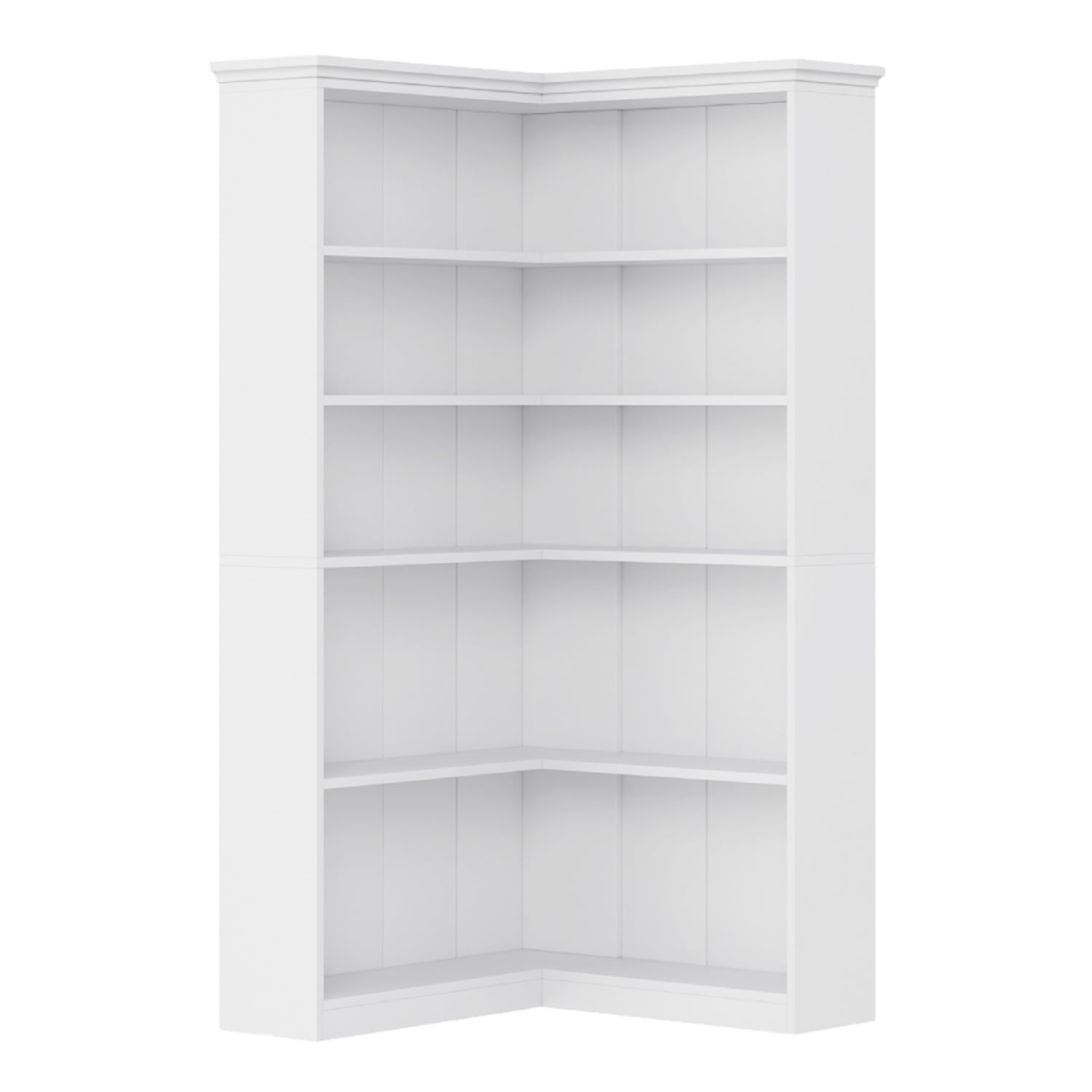 EuKer 5 Tier Corner Bookcase, L-Shaped Bookshelf with Large Storage Capacity for Living Room, Bedroom, Office (Full Panel, White)