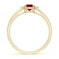 thumbnail image 2 of ANGARA Natural Tapered Shank Ruby Solitaire Engagement Ring with Diamond Accents in 14K Yellow Gold for Women (Size-6x4mm) | July Birthstone, Anniversary, Jewelry Gift for Women | Natural Ruby Ring, 2 of 10