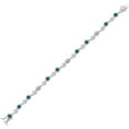 thumbnail image 2 of Gem Stone King 925 Sterling Silver London Blue Topaz and White Lab Grown Diamond Bracelet for Women (2.99 Cttw, Gemstone November Birthstone, Round 4MM, 7.5 inch), 2 of 6