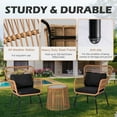 thumbnail image 2 of Tappio 3-Piece Patio Conversation Bistro Set Rattan Furniture, Outdoor Patio Set w/Solar Light Glass Top Table & Cushions for Garden Balcony Backyard Poolside, Yellow/Black, 2 of 9