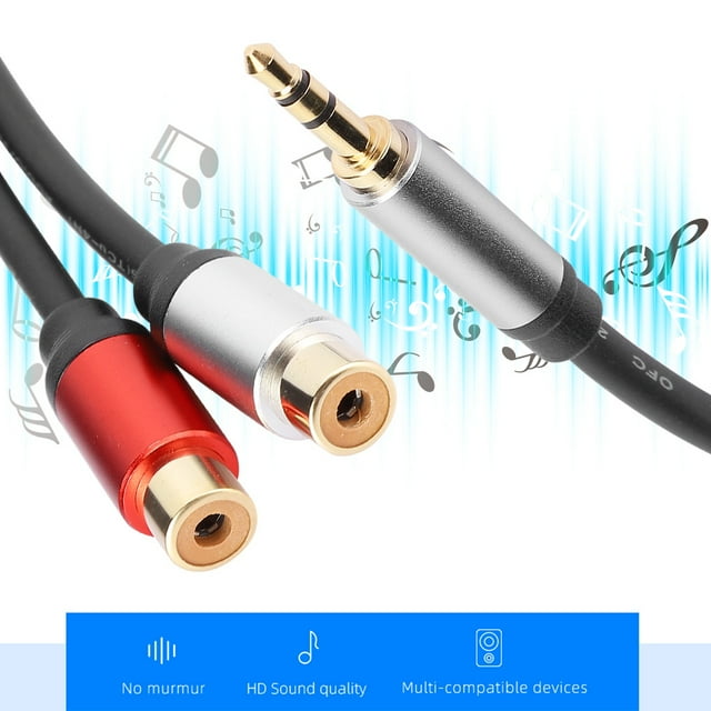 EMI Against Subwoofer Stereo Audio Cable, Audio Cable, Twin Socket Adapter 3.5mm/0.1in Range For TV/ / Computer A TV, AV Receiver 0.3m/11.8in
