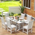 thumbnail image 2 of WestinTrends Malibu 7 Piece Patio Dining Set, All Weather Poly Lumber Outdoor Table and Chairs Furniture Set, 71" Trestle Dining Table with Umbrella Hole and 6 Patio Chairs, White, 2 of 7